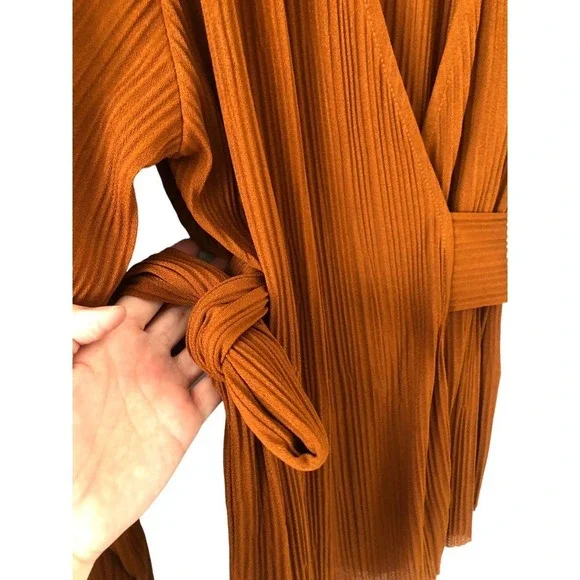 ZARA Basic Scoop V-Neck Wrap Blouse with Waist Bow Tie Size M​​​ - Picture 13 of 16